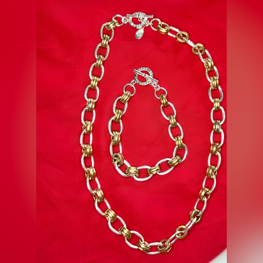 Brooks Brothers 346 Chunky Oval Link Toggle Clasp Necklace bracelet set